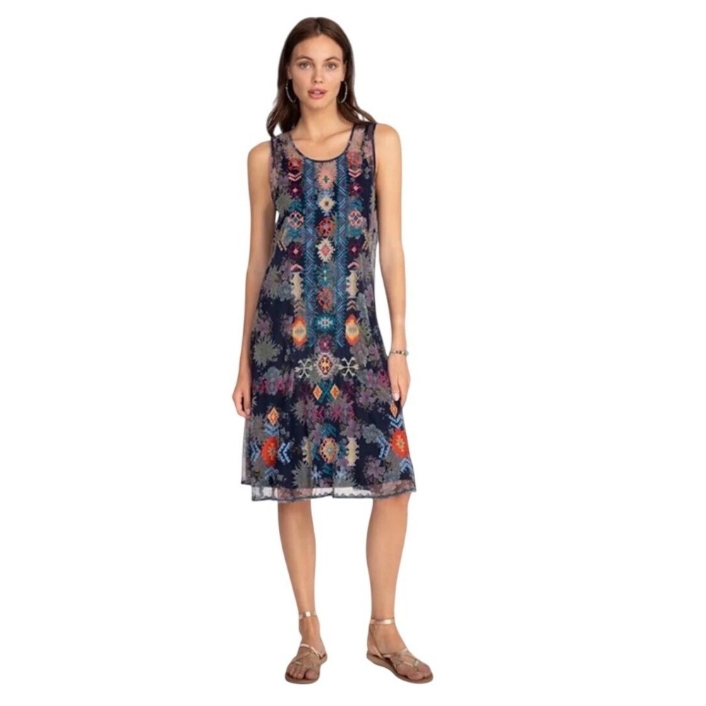 JOHNNY WAS BIYA Olabisi Lace Dress, a sleeveless, embroidered dress Size XS